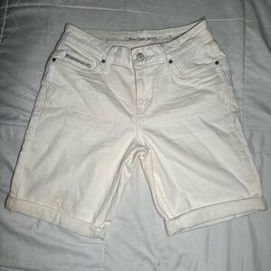 Calvin Klein Womens Bermuda Shorts White Size 2 City Stretch Waist Boyfriend